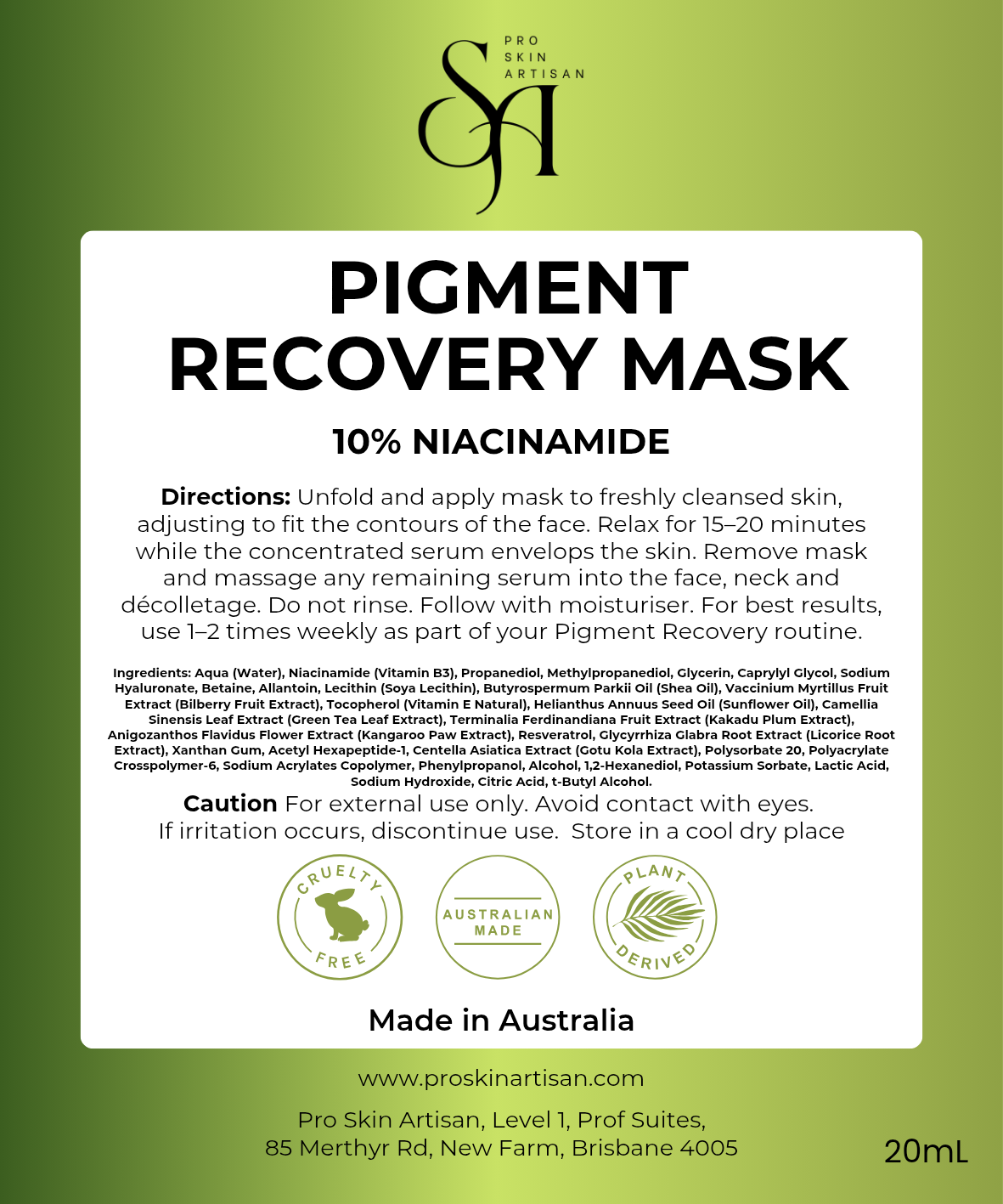 Pigment Recovery Mask - 10% Niacinimide (4 Pack)